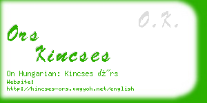 ors kincses business card